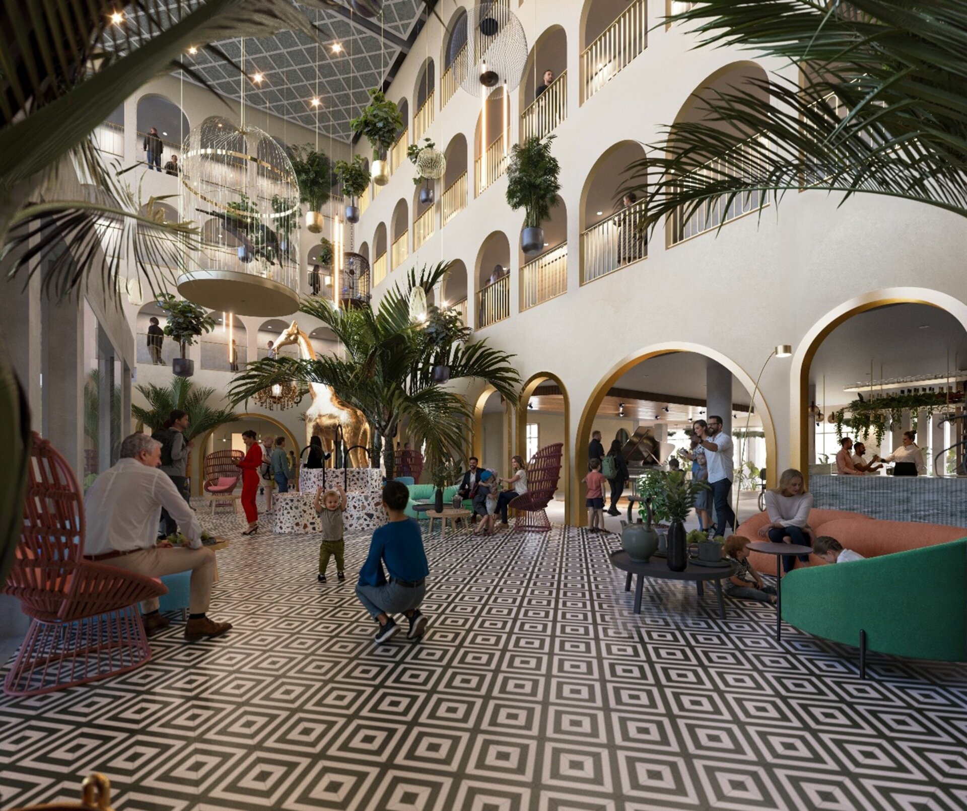 Sala comune dell'hotel 5 stelle.