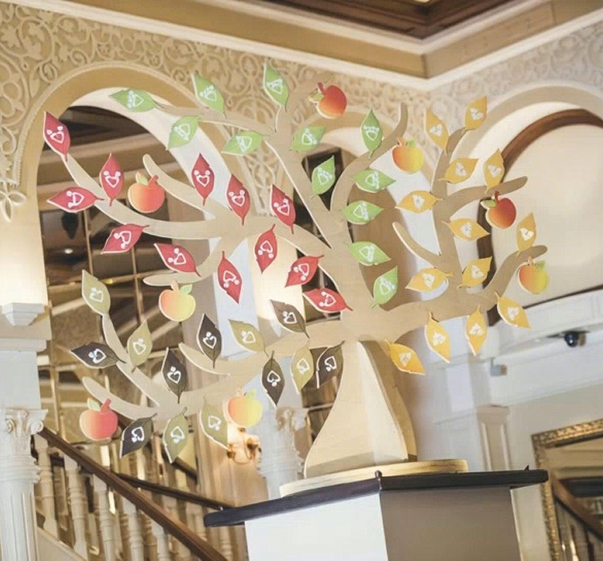 Paper tree in the playroom of the hotel for children in Italy.