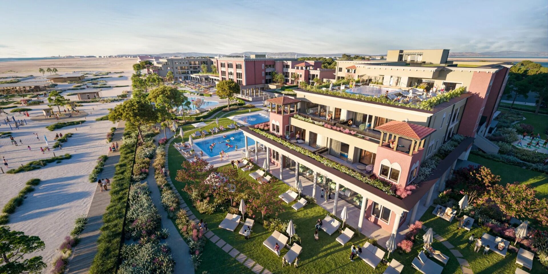 Veduta dell'Hotel a Caorle Spiaggia di Levante Cavallino Bianco.